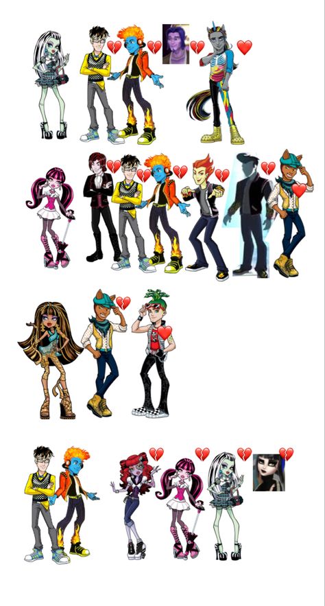 Andy Monster High, Frankie X Holt, Never Dated Anyone, Monster High Fan Art, Frankie Monster High, Heath Burns, Dan Phantom, Monster High Frankie, High Characters