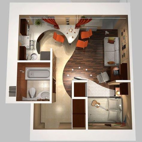 Could YOU live in this tiny home? | Relaxshax's Blog Design Casa Piccola, Apartemen Studio, One Room Apartment, Apartment Layout, Tiny Spaces, Small Places, Design Del Prodotto, Tiny House Living, Tiny House Plans