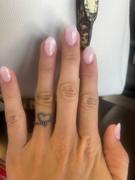 Non Acrylic Gel Nails, Short Rounded Coffin Shape Nails, Natural Almond Nails Dip Powder, Powder Dip Nails Almond Shape, Almond Extra Short Nails, Pink Milky Nails Acrylic, Dip Nails Trendy, Simple Powder Dip Nails, Dip Nails Natural Color