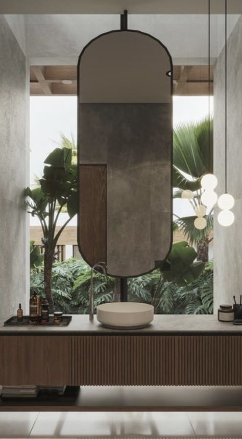 Cabo Home Design, Minimal Powder Room, Bathroom Interior Design Contemporary, Concrete Powder Room, Large Powder Room, Exposed Concrete Interior, Large Bathroom Layout, Powder Room Interior, Concrete Bathroom Design