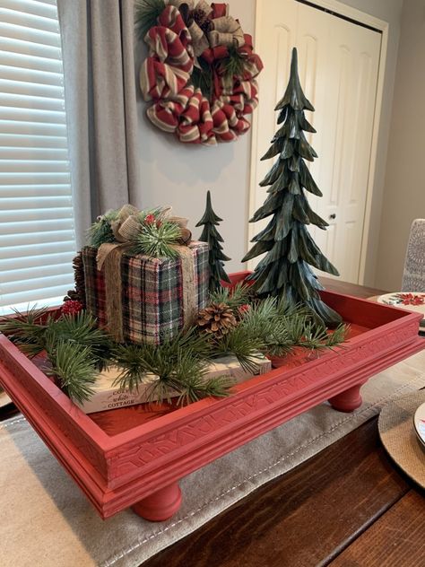 Holiday Table Inspiration, Trays Diy, Homemade Blankets, Footed Tray, Big Farm, Christmas Tray, The Mitten, Christmas Centerpieces Diy, Table Handmade