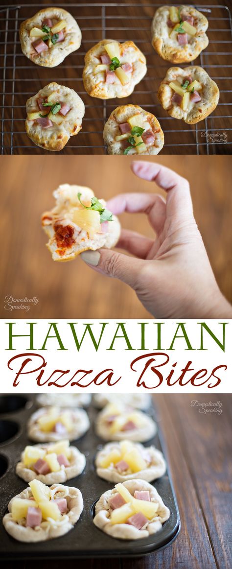 Hawaiian Pizza Bites Hawaiian Pizza Bites, Hawaiian Party Food, Luau Food, Pizza Appetizers, Pizza Recipes Easy, Pizza Bites, Party Appetizer, Hawaiian Food, Easy Pizza