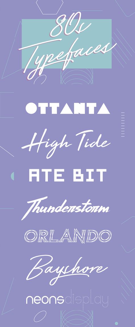 On the Creative Market Blog - 20 Perfect 1980's Typefaces to Evoke Nostalgia 80s Design Aesthetic, 80s Design Graphic, 80s Branding, 80s Lettering, 1980s Font, 80s Graphic Design, 80s Fonts, 80s Font, Nostalgia Design