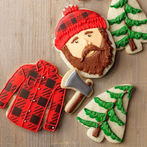 Lumberjack Cookies Lumberjack Cookies, Cookie Countess, Baked Lemon Chicken, White Frosting, Edible Ink, Storing Cookies, Cookies Decorated, Cut Out Cookies, Lemon Chicken