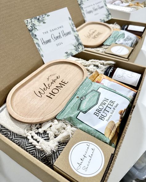 Housewarming Gift Box | Realtor Closing Gift Box | “Summer Bliss” #realtor #erynshomeandgifts Closing Gift, Artificial Succulents, Brown Butter, Housewarming Gift, Sweet Home, Gift Box