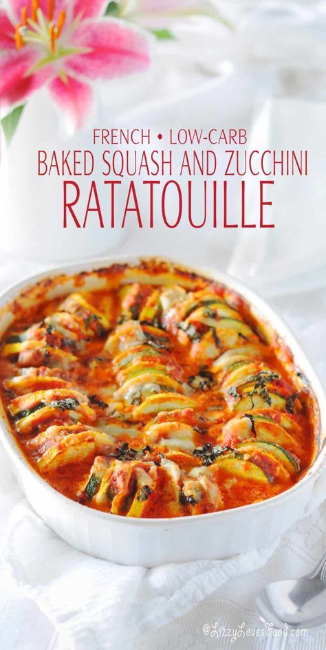 This Baked Squash and Zucchini Ratatouille is cooked until tender with tomato sauce and Parmesan cheese! It’s the perfect side dish with vegetables that is so easy to make. Squash Zucchini And Tomato Recipes, Zucchini Squash Tomato Recipes, Zucchini Summer Squash Tomato Bake, Zucchini And Tomato Sauce, Squash And Tomato Casserole, Zucchini Ratatouille Recipe, Zucchini With Tomato Sauce, Zucchini Squash Tomato Bake, Squash And Tomato Recipes