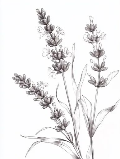 ↑↑↑ Larger size on website 🔸 A detailed black and white drawing of three lavender stalks with delicate flowers and long, slender Lavender Drawing Tattoo, Lavender Plant Drawing, Lavender Flower Drawing, Lavender Line Art, Lavender Sketch, Lavender Drawing, Beach Tattoos, Beach Tattoo, Sensory Garden