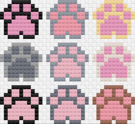 Pixilated Art Templates, Paw Print Pixel Art, Pixel Art 2 Colors, Paw Pixel Art, Kawaii Perler Bead Patterns, Anime Perler Bead Patterns, Easy Pixel Art Ideas, Tiny Pixel Art, Diy Pixel Art