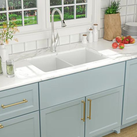 32'' L Undermount Double Bowl Ceramic Kitchen Sink Ceramic Kitchen Sink, Sink With Accessories, White Farmhouse Sink, Ceramic Kitchen Sinks, Kitchen Basin, Double Kitchen Sink, White Kitchen Sink, Double Bowl Kitchen Sink, Fireclay Sink