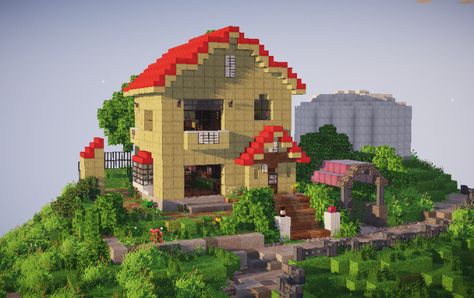 Studio Ghibli Minecraft, Ghibli Minecraft, Ponyo House, Japanese Cottage, Cute Places, Viking House, Victorian Manor, Chateau Style, Minecraft Map