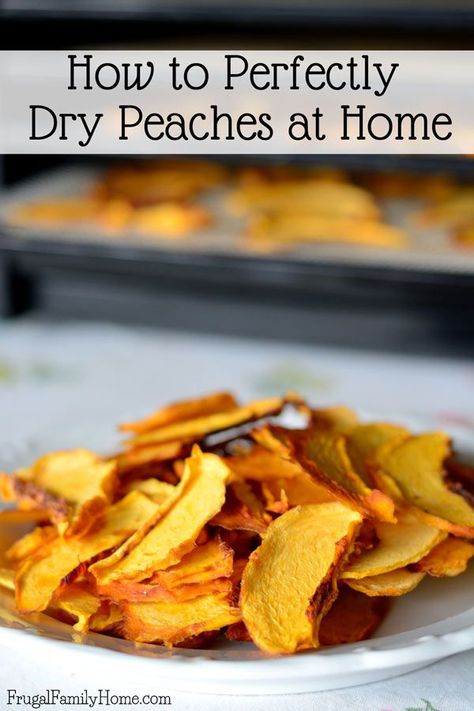 This is a great step by step tutorial for how to make dried peaches. Did you know you can dry peaches in a dehydrator but you can also dehydrate them in an oven? Dried food is great for food storage as it doesn’t take up as much room as canned food. Come see how to easily dry peaches at home. They make a great snack and it’s an easy DIY project to try when you have lots of peaches on hand. Dehydrator Recipes Fruit, Dehydrated Recipes, Diy Food Storage, Dehydrating Food Storage, Pressure Canning Recipes, Dried Peaches, Preserving Foods, Canned Food Storage, Dried Food