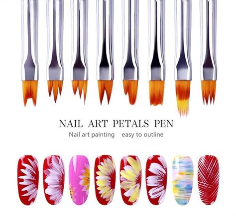 Amazon.com : 8 Pcs Nail Brush Pen Premium Upgrade Wood Handle, Gradient Painting Brush Set UV Gel Flower Drawing Pen Purple Wood Handle Manicure Nail Art Polish Pen Tool, Valentine's Day present : Beauty & Personal Care Brush Pen Drawing Ideas, Nail Art Sponge, Drawing Pens, Nail Painting, Nail Drawing, Art Brush, Drawing Pen, Gel Designs, Uv Nails