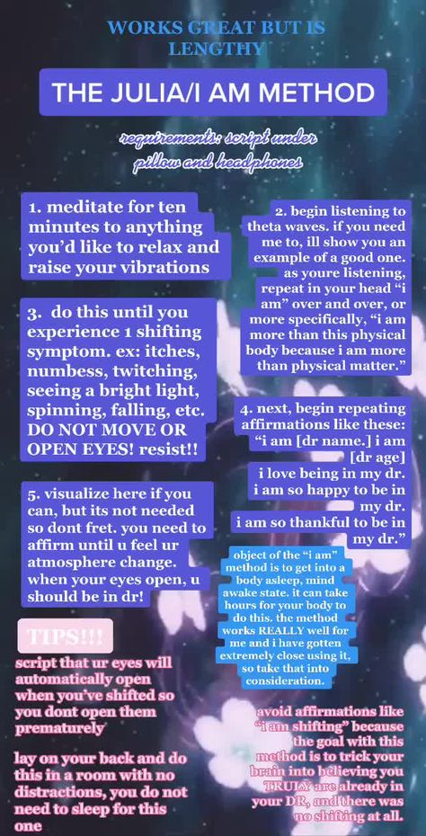 SHIFTING HELP/TIPS(@shiftingrealiteas) on TikTok: the “i am” method!!!! when i used this, i could literally hear ppl from my DR talking, so ik i was close to shifting. #shifting #desiredreality Methods For Shifting, Best Shifting Methods, Lucid Dreaming Shifting Method, Best Shifting Methods For Beginners, Reality Shifting Methods, Shifting Methods, Shifting Help, Shifting Tips, Shifting Ideas