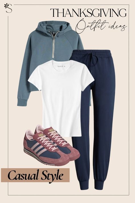 Thanksgiving Outfit Ideas - Casual Style  Joggers and Pink Sneakers Maroon Joggers Outfit, Joggers Outfit Winter, Thanksgiving Day Outfits, Maroon Joggers, Casual Thanksgiving Outfits, White Tee Jeans, Thanksgiving Outfit Ideas, Thanksgiving Outfits, Sweater Bags