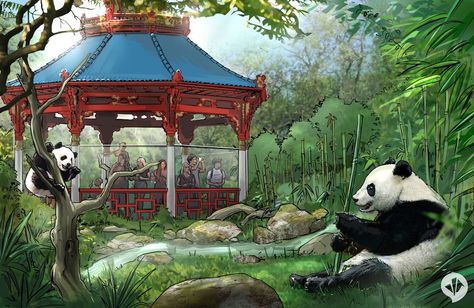 Panda Habitat, Panda Watercolor, Tiger Habitat, Zoo Boo, Zoo Pictures, Zoo Games, Zoo Project, Zoo Architecture, Zoo Park