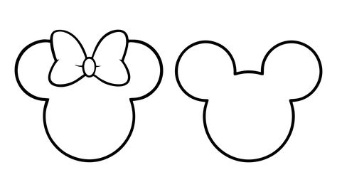 Mickey and Minnie Mouse Head Outline Mini Mouse Template, Minnie Mouse Head Silhouette, Mickey Minnie Outline Tattoo, Mickey Head Template, Minnie Mouse Line Art, Mickey And Minnie Drawings Easy, Mickey Mouse Head Outline, Mickey Mouse Outline Drawing, Mickey Mouse Head Template Free