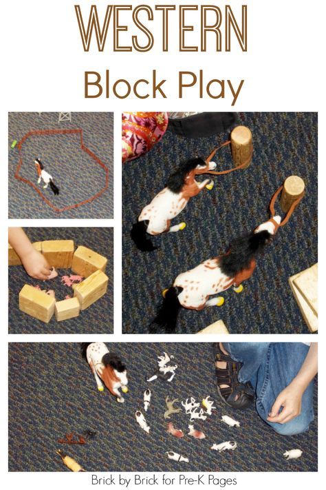 Western Block Play for Preschoolers Rodeo Lesson Plans Preschool, Wild West Activities, Rodeo Crafts, Play For Preschoolers, Wild West Crafts, Summer Planning, Blocks Preschool, Texas Theme, Pre K Pages