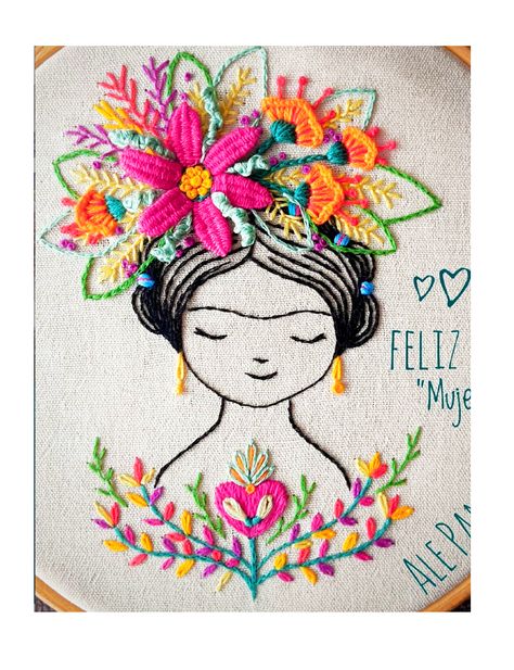 Freda Carlo, Frida Embroidery, Mexican Embroidery Designs, Minimalist Tattoo Ideas, Fashion Design Books, Mexican Embroidery, Diy Bag Designs, Wool Embroidery, Punch Needle Embroidery