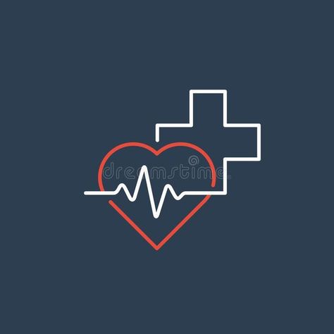 Healthcare and medical logo and icon concept, heart and cross, pulse line royalty free illustration Logo Pharmacy, Health Care Center, Heart And Cross, Healthcare Logo, Cross Heart, Medical Logo, Free Illustration, Heart Logo, Therapy Activities