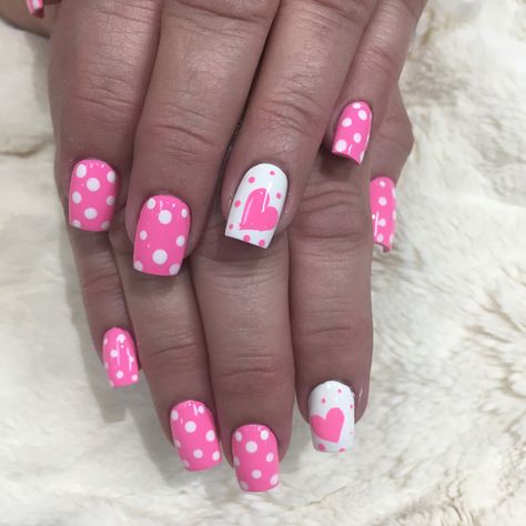 Hot Pink Valentine Nails, Dnd Pink, Pink Valentine Nails, Bright Gel Nails, Pink Watermelon, Valentine Nails, Pink Valentines, Valentine's Day Nails, Valentines Nails