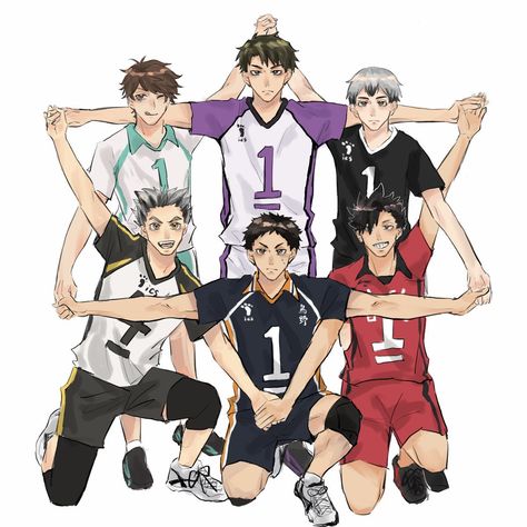 Haikyuu Season 4, Hinata Kageyama, Haikyuu Boys, Kuroo Haikyuu, Bokuto Koutarou, Haikyuu Volleyball, Anime Black Hair, Kuroo Tetsurou, Friend Pictures Poses