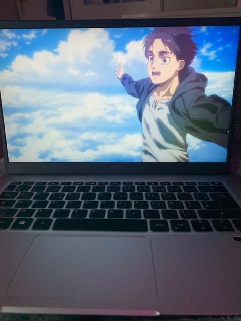 Watching Anime On Laptop, Anime On Laptop, Laptop Aesthetic, Watching Anime, Anime Room, Anime Pictures, Anime Shows, Hero Academia, Attack On Titan