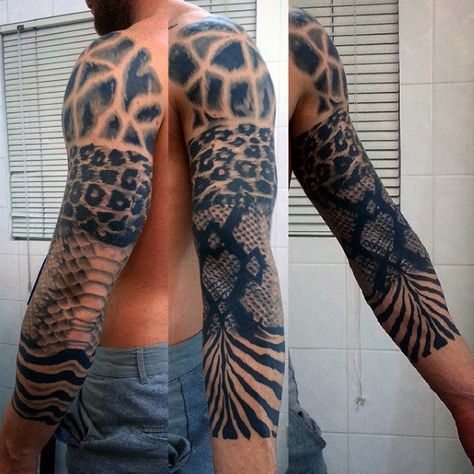 Zebra Pattern Print Mens Half Sleeve Tattoos Zebra Print Tattoos, Easy Half Sleeve Tattoos, Animal Print Tattoo, Upper Half Sleeve Tattoos, Half Sleeve Tattoo Template, Zebra Tattoos, Stripe Tattoo, Giraffe Tattoo, Leopard Print Tattoos