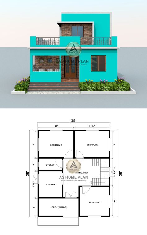 House design with 2d plan layout Indian Village House Plans, Village House Design Plan, 25×30 House Plan, Small Village House Design Indian, Small Village House Design, Village House Plan, 2d House Plan, 3 Bhk House Plan, Small House Design Floor Plan