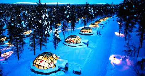 Canada Is Building A Northern Lights Resort With Giant Glass Igloos featured image Kakslauttanen Arctic Resort, European Bucket List, Best Bucket List, Unusual Hotels, Europe Bucket List, Parc D'attraction, Travel List, Landscape Trees, Nouvel An