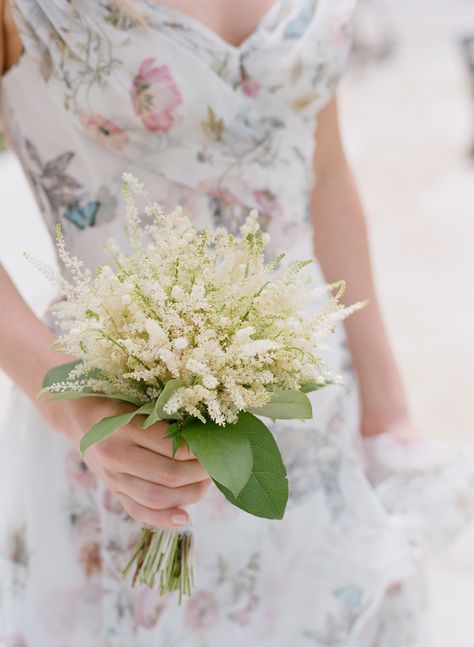 White astilbe and lily of the valle bridal bouquet Astilbe Wedding Bouquet, White Astilbe Bouquet, Astilbe Wedding, Peach Astilbe, Peach Blossom Astilbe, Astilbe Flower, Astilbe Bouquet, White Astilbe, Thai Wedding