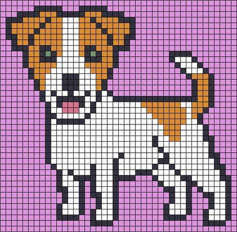 Small Pixel Art, Cross Stitch Dog, Pixel Art Ideas, Pixel Crochet, Animal Cross Stitch Patterns, Pola Kristik, Cross Stitch Heart, Beaded Cross Stitch, Haken Baby