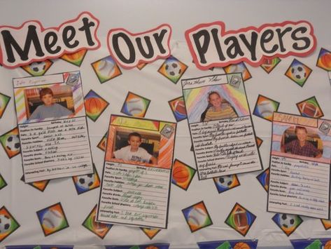 Sports Bulletin Boards, School Sports Theme, School Year Themes, Sports Classroom, Sports Theme Classroom, Team Theme, Sports Ideas, Class Theme, 4th Grade Classroom