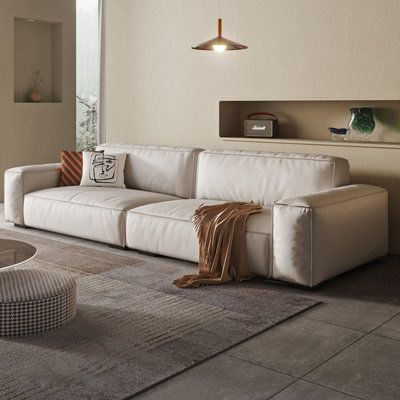 White Leather Couch, White Leather Sofas, Leather Modular Sofa, Cushion Couch, Minimalist Sofa, Sofa Legs, Leather Couch, Wood Sofa, Brown Sofa