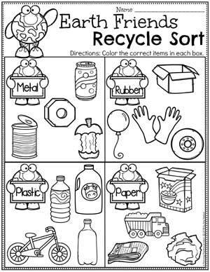 Recycling Worksheets for Preschool - Earth Day Sorting #planningplaytime #preschool #preschoolworksheets #earthday #earthdayactivities Recycle Preschool Activities, Recycle Worksheet, Recycle Activities, Preschool Earth Day, Recycle Preschool, Earth Day Worksheets, Recycling Activities, Earth Week, Interactive Charts