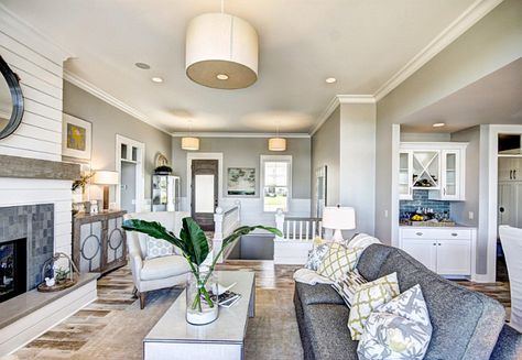 Open Floor Plan. Open Floor Plan Ideas. Main Floor Open Design. #OpenFloorPlan #OpenFloor #OpenFloorIdeas Dwellings Inc. Floor Plan Ranch, Coastal Ranch, Transitional Coastal, Living Room Drapes, Coastal Living Rooms, Cottage Ideas, Ranch Style Home, Coastal Interiors, Beach Cottage