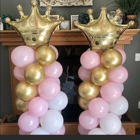 Balloon Set Princess Balloon Decorations, Princess Aurora Party, Disney Princess Decorations, Baby Princess Party, Royal Princess Birthday, Crown Balloon, Baby Shower Princess Theme, Princess First Birthday, Princess Balloons