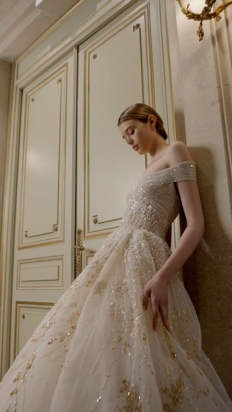 Flower crystals and pearls meticulously sculpted in gradient embroidery in the majestic Georges Hobeika Bridal Fall 2024 off-shoulder… | Instagram Gradient Embroidery, Georges Hobeika Bridal, Georges Hobeika Couture, Zuhair Murad Bridal, Georges Hobeika, Bridal Flower, Bridal Flowers, Special Thanks, Bridal Couture