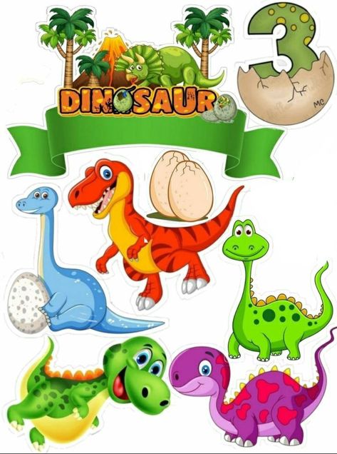 Dinosaur Cake Topper Printable, Topper Dinosaurus, Dino Cake Topper, Topper Dino, Dino Birthday Cake, Baby Boy Cake Topper, Spiderman Cake Topper, Pink Cake Toppers, Diy Cake Topper Birthday