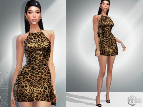 The Sims Resource - Animal Print Backless Mini Dress DO058 Sims 4 Mini Dress Cc, Sims 4 Leopard Print Cc, Sims 4 Cc Clothes Sims Resource, Sims 4 Cc Clothes The Sims Resource, Sims Resource Cc, The Sims Resource Clothing, Cheetah Print Clothes, Sims Dress, Mods Sims 4