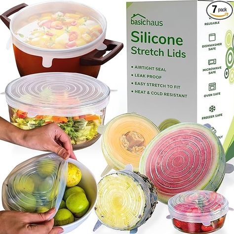 Amazon.com: Reusable Silicone Stretch Lids - Stretchy Silicone Lids For Bowls - Reusable Silicone Bowl Covers Reusable - Silicone Covers For Bowls - Silicone Covers For Bowls - Silicone Microwave Cover: Home & Kitchen Microwave Cover, Bowl Covers, Silicone Food Covers, Silicone Bowl, Easy Stretches, Kitchen Waste, Silicone Lid, Environmental Health, Silicone Cover