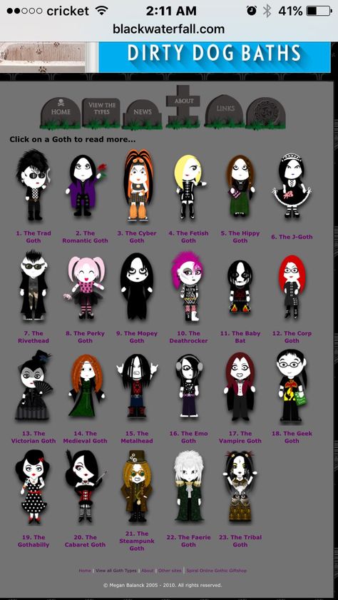 Types of goths Different Types Of Goth, J Goth, Stil Rock, Types Of Goth, Goth Memes, Hippie Goth, Kei Visual, Goth Subculture, Vampire Goth