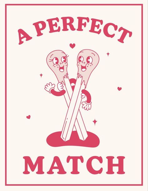 Match Stick Illustration, Perfect Match Illustration, Retro Wall Art Prints, Vintage Illustration Art Retro, Matches Illustration, Cool Wall Prints, Retro Illustration Wallpaper, Match Drawing, Match Illustration