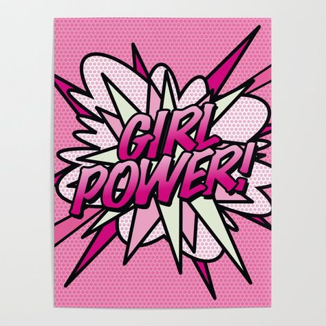 Banish those blank walls: Posters are the most convenient way to bring rad art to your space. We print each design on smooth gloss paper for sharp, high-quality images and super vibrant colors. Hang them up with thumbtacks or putty, or craft a cool DIY frame.      - One size: 18" (W) x 24" (H)     - Printed on 100lb smooth gloss paper  Keywords: Pink, Magenta, Graphic design, Font, Illustration, Graphics.  Also called: poster, art posters Ragazza Pop Art, Super Hero Bedroom Decor, Villain Design, Superhero Pop Art, Comic Book Pop Art, Images Pop Art, Comic Pop Art, Retro Comic Book, Pop Art Girl