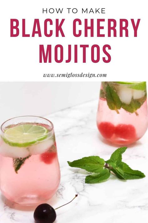 Black Cherry Alcohol Drinks, Black Cherry Rum Drinks Recipes, Cherry Mojito Recipe, Cherry Mojito, Black Cherry Rum, Shots Recipes, Classy Cocktails, Rum Drinks Recipes, Easy Alcoholic Drinks