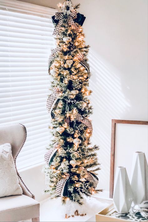 Pencil Tree Decor, Pencil Trees Decorating Ideas, Christmas Tree Ideas Decorating, Pencil Tree, Slim Christmas Tree, Pencil Trees, New Paint Colors, Pencil Christmas Tree, Paint Color Schemes