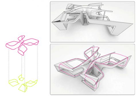 The W.I.N.D. House / UNStudio Dynamic Architecture, Steel Architecture, Urban Design Architecture, Art Galleries Design, Conceptual Drawing, Public Space Design, Architecture Concept Diagram, Architecture Sketchbook, Parametric Architecture