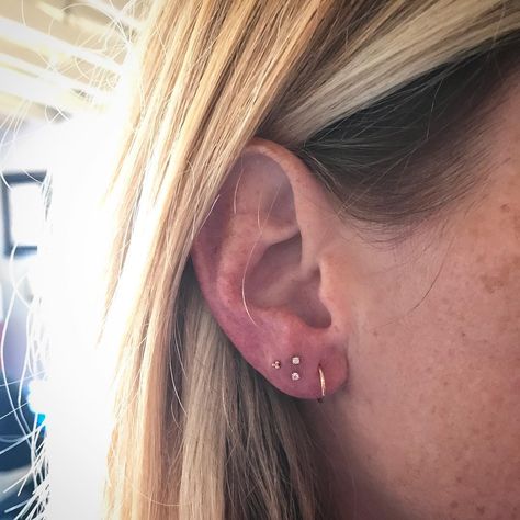 Triangle Lobe Piercing, First Ear Piercing, Vertical Piercing, Double Forward Helix Piercing, Body Electric Tattoo, Keith Thompson, Brian Keith, Ear Lobe Piercings, Types Of Ear Piercings