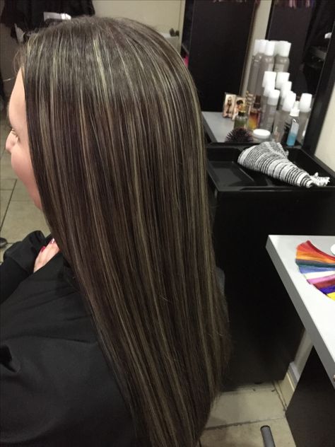 Ash Blonde Highlights On Dark Hair, Highlights Brown Hair Balayage, Brown Hair With Highlights And Lowlights, Blonde Highlights On Dark Hair, Hair And Nail Salon, Black Hair Balayage, Beachy Hair, Hair Tint, Hair Inspiration Long