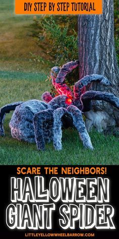 Decoration Hall, Halloween Lawn, Uhyggelig Halloween, Halloween Decor Diy, Halloween Spider Decorations, Halloween Outside, Spider Decorations, Halloween Props Diy, Homemade Halloween Decorations