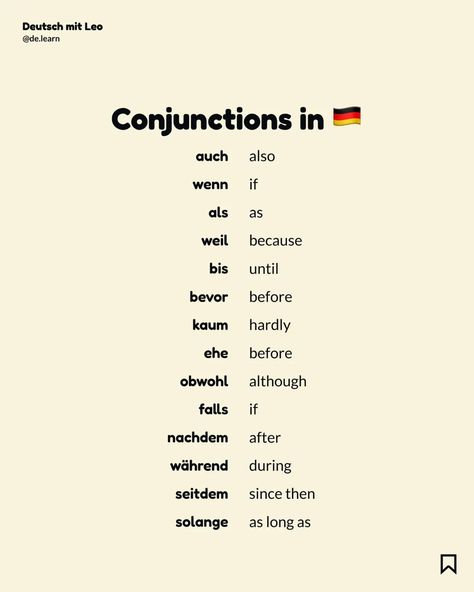 🌟 Conquer Conjunctions in German! 🌟 Conjunctions are the glue that holds sentences together. They're essential for expressing complex… | Instagram German Conjunctions, Similar Ideas, Study German, German Study, Learning Languages Tips, English Teaching Materials, Learning German, Complex Sentences, Study Flashcards